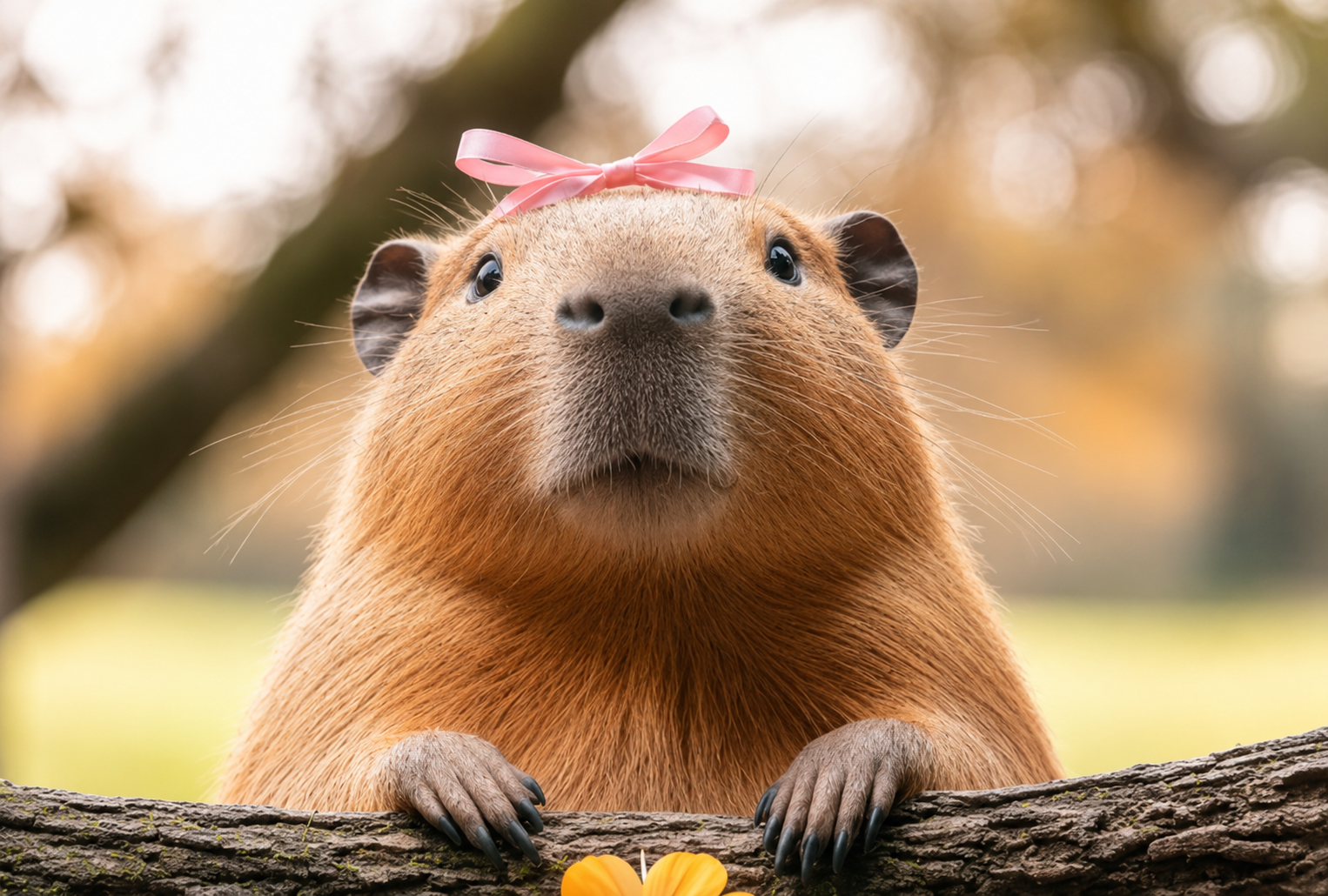 Happy Capybara standing in the wild